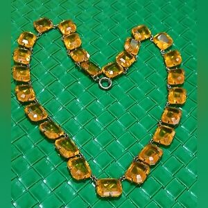 Vintage Sterling Silver & Amber Glass Necklace – One of a Kind